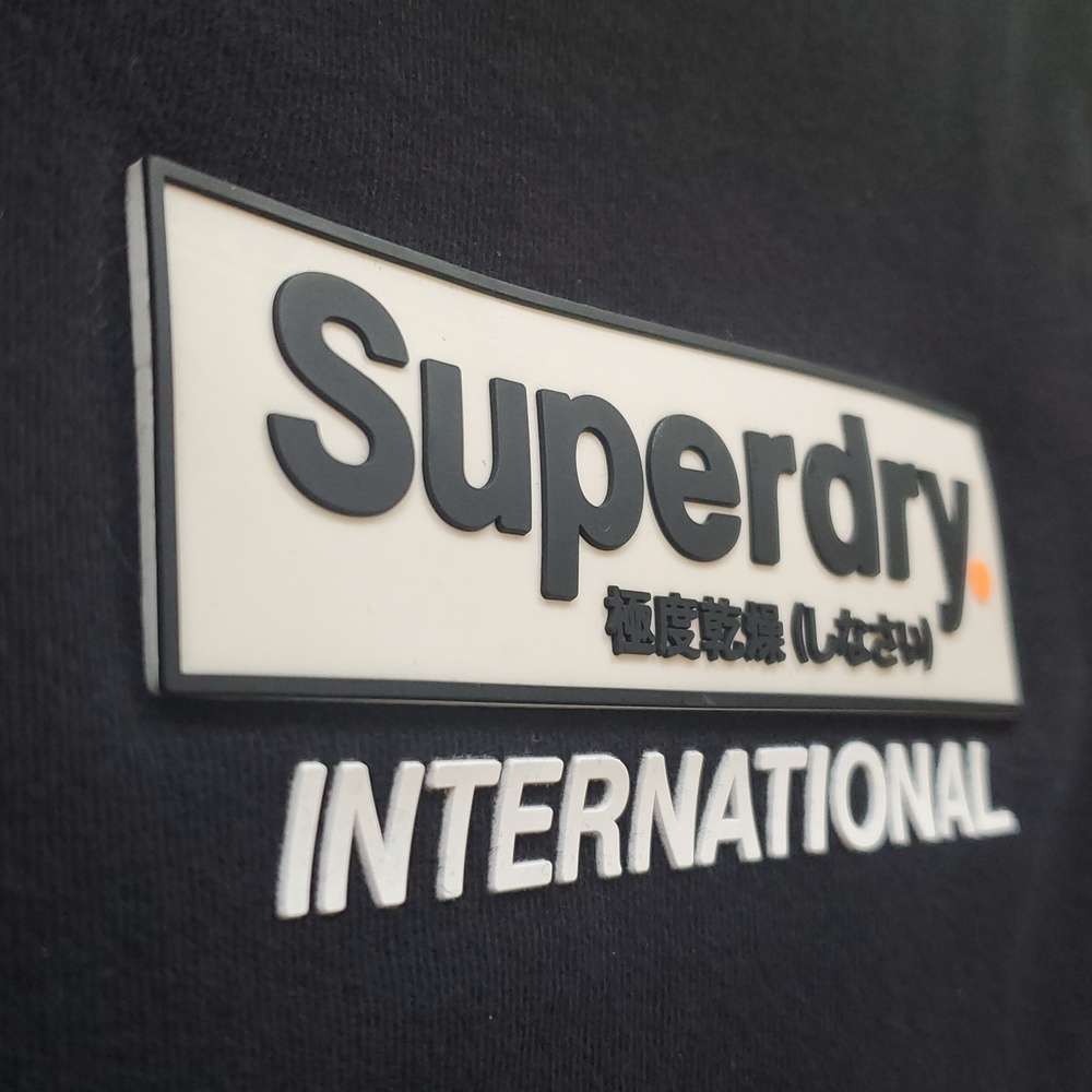 Vintage Raised Rubber Logo Superdry. International Long Sleeve Crewneck T Shirt